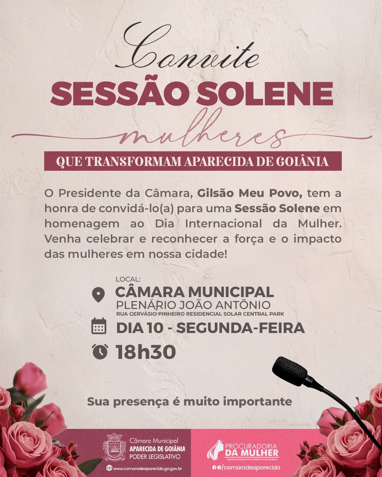 Câmara realiza Sessão Solene em homenagem ao Dia Internacional da Mulher